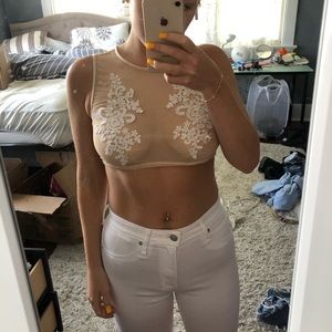 Urban outfitters see through mesh crop top